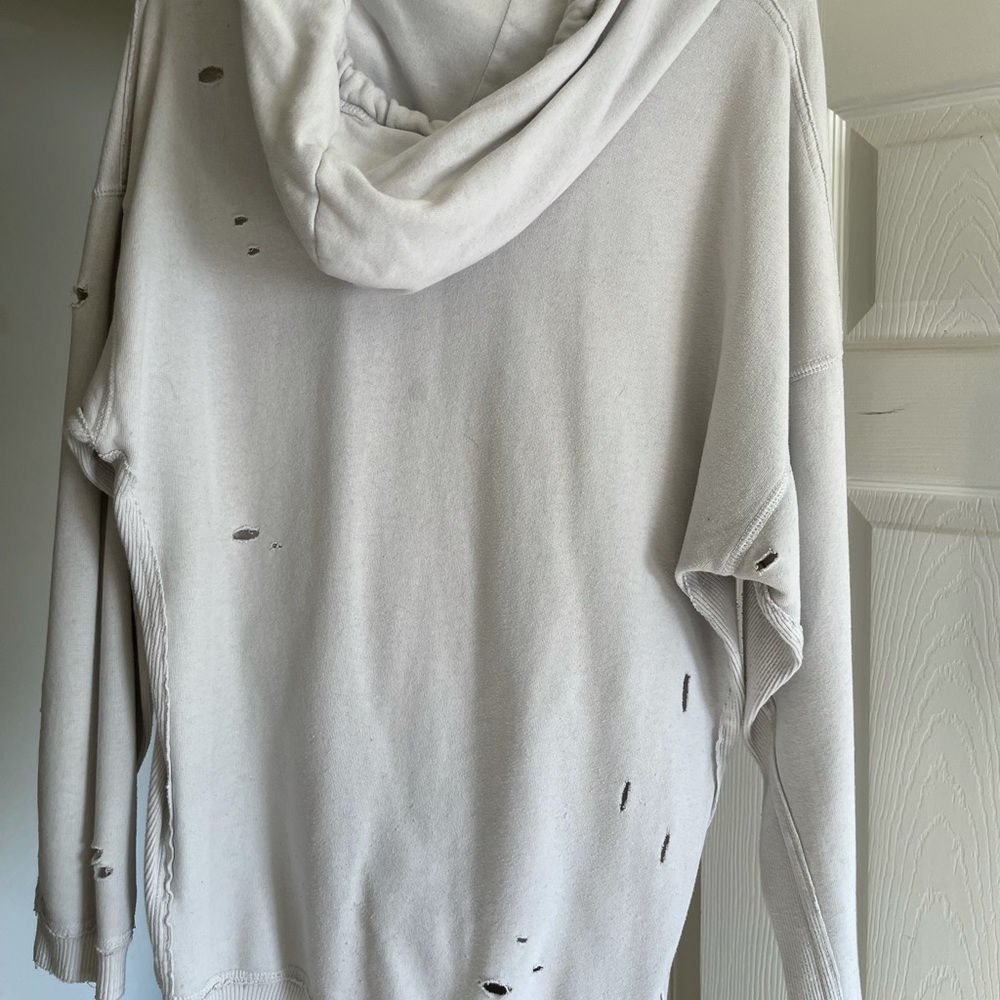 Women’s Hollister- White Distressed Hoodie